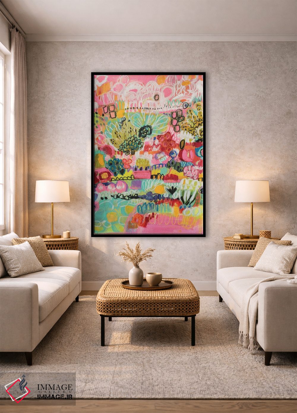 تابلو انتزاعی باغ بوهو ۳ اثر کارن فیلدز - D1B
