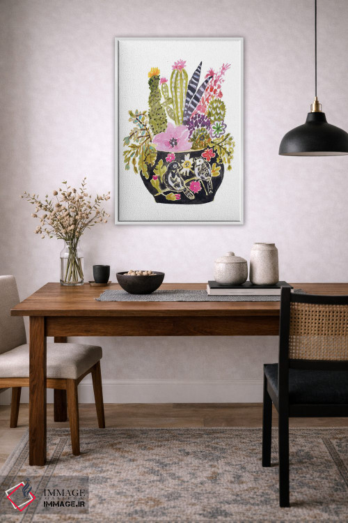 تابلو دکوراتیو گلدان نقاشی شده با گل ها ۳ اثر کارن فیلدز - D2W