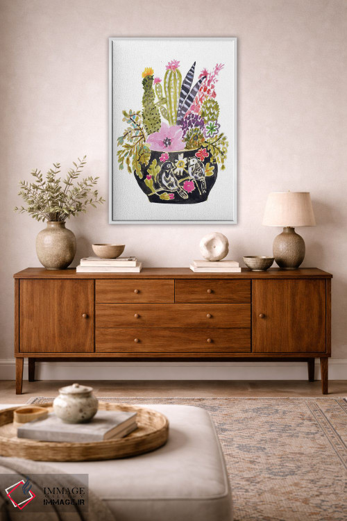 تابلو دکوراتیو گلدان نقاشی شده با گل ها ۳ اثر کارن فیلدز - D1W