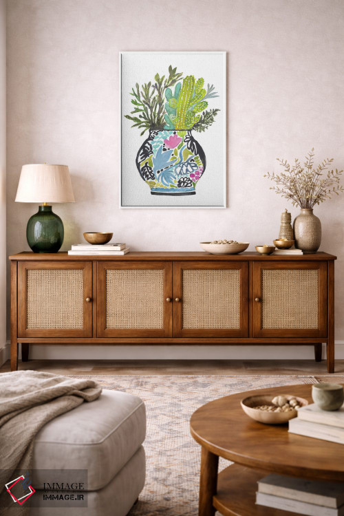 تابلو دکوراتیو گلدان نقاشی شده با گل ها ۴ اثر کارن فیلدز - D2W