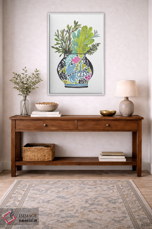 تابلو دکوراتیو گلدان نقاشی شده با گل ها ۴ اثر کارن فیلدز - D3W