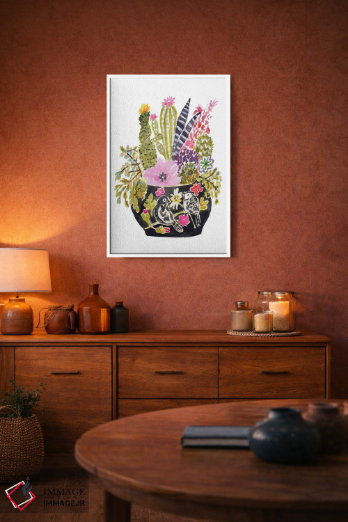 تابلو دکوراتیو گلدان نقاشی شده با گل ها ۳ اثر کارن فیلدز - D3W