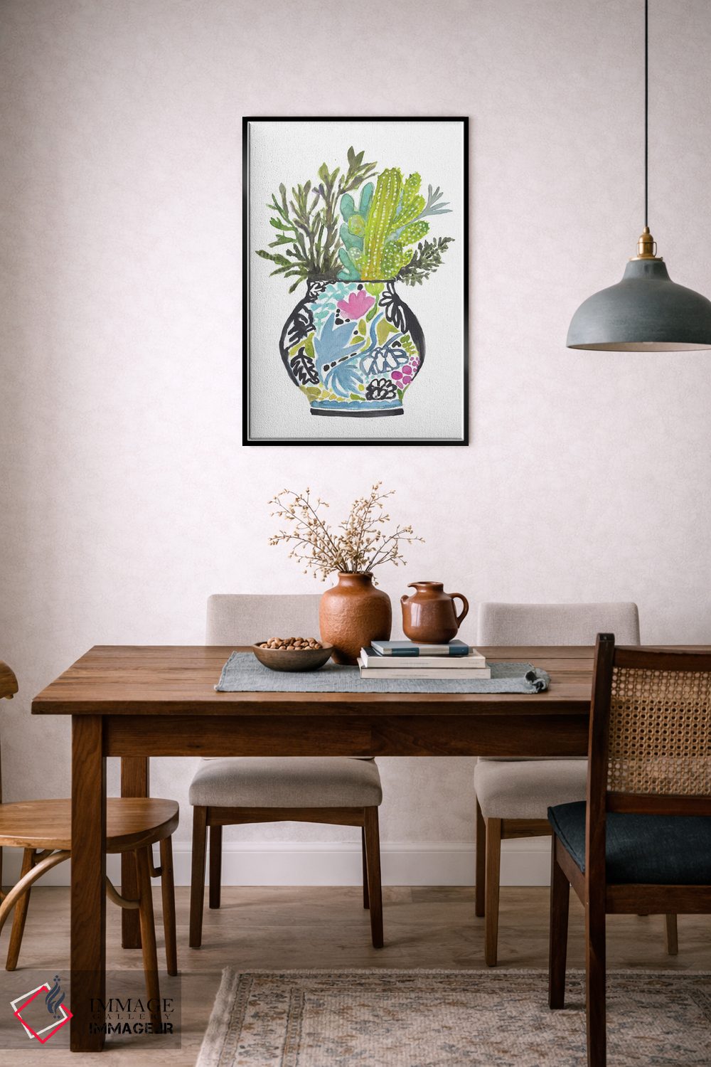 تابلو دکوراتیو گلدان نقاشی شده با گل ها ۴ اثر کارن فیلدز - D6B