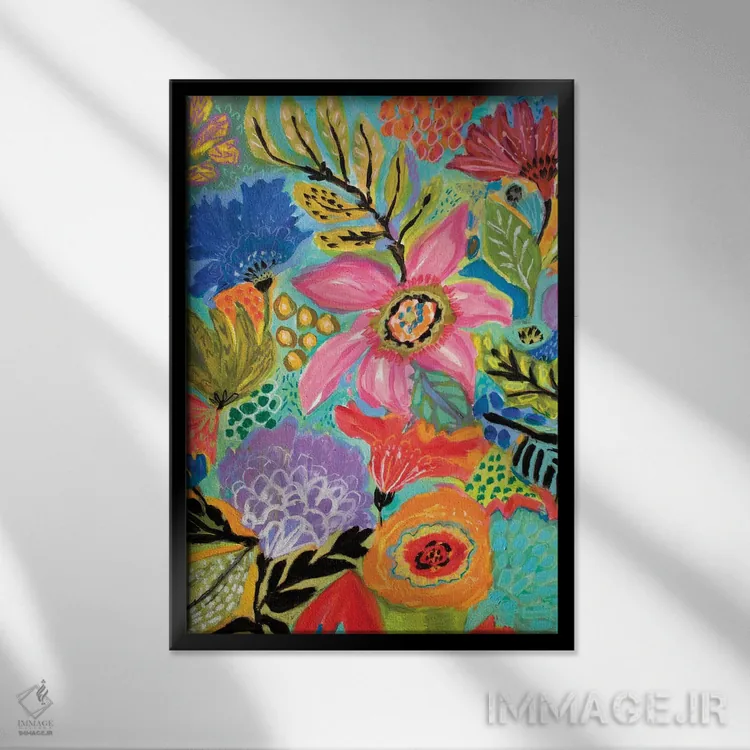 تابلو دکوراتیو باغ مخفی گلی ۲ اثر کارن فیلدز - نمای قابدار مشکی