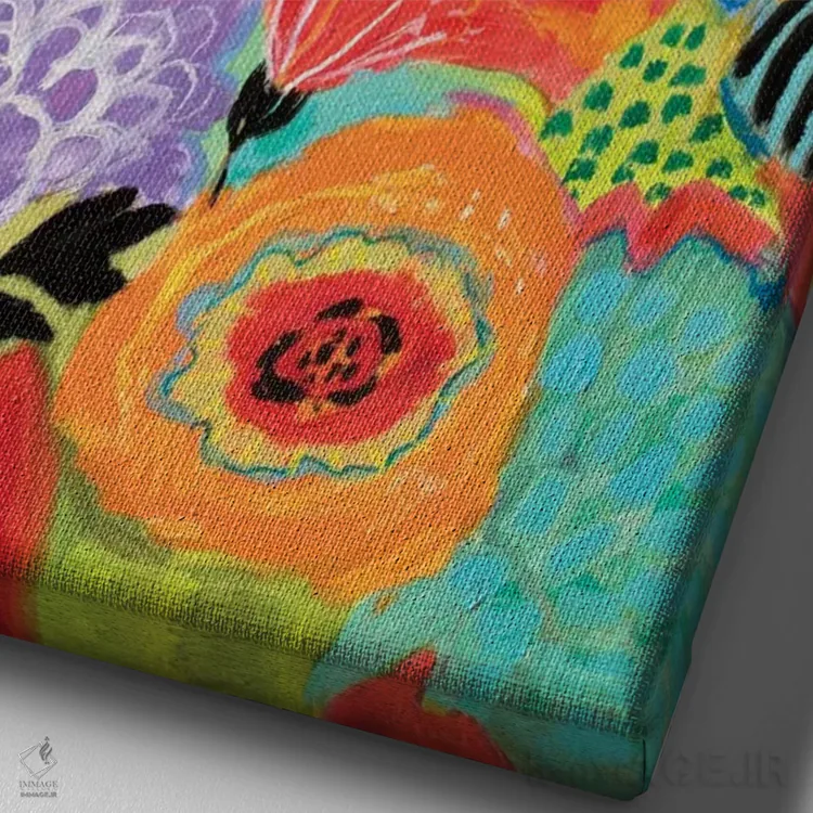 تابلو دکوراتیو باغ مخفی گلی ۲ اثر کارن فیلدز - نمای نزدیک بافت بوم