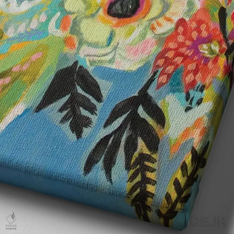 تابلو دکوراتیو باغ مخفی گلی ۳ اثر کارن فیلدز - نمای نزدیک بافت بوم