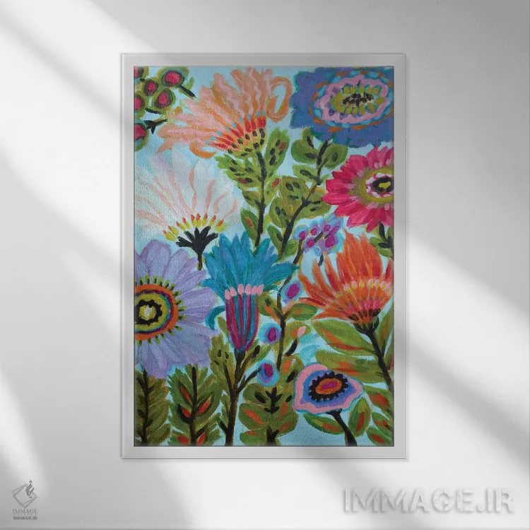 تابلو دکوراتیو باغ مخفی گلی ۴ اثر کارن فیلدز - نمای قابدار سفید