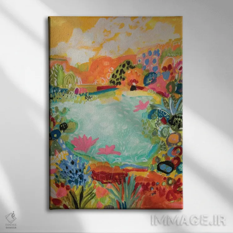 تابلو انتزاعی برکه خیال انگیز ۱ اثر کارن فیلدز - نمای روبهرو روی دیوار