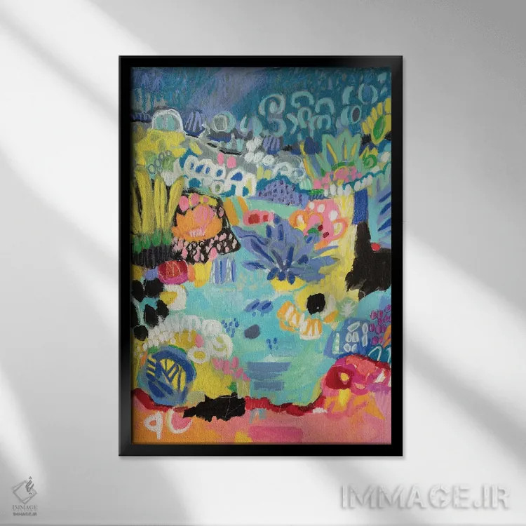 تابلو انتزاعی برکه خیال انگیز ۳ اثر کارن فیلدز - نمای قابدار مشکی
