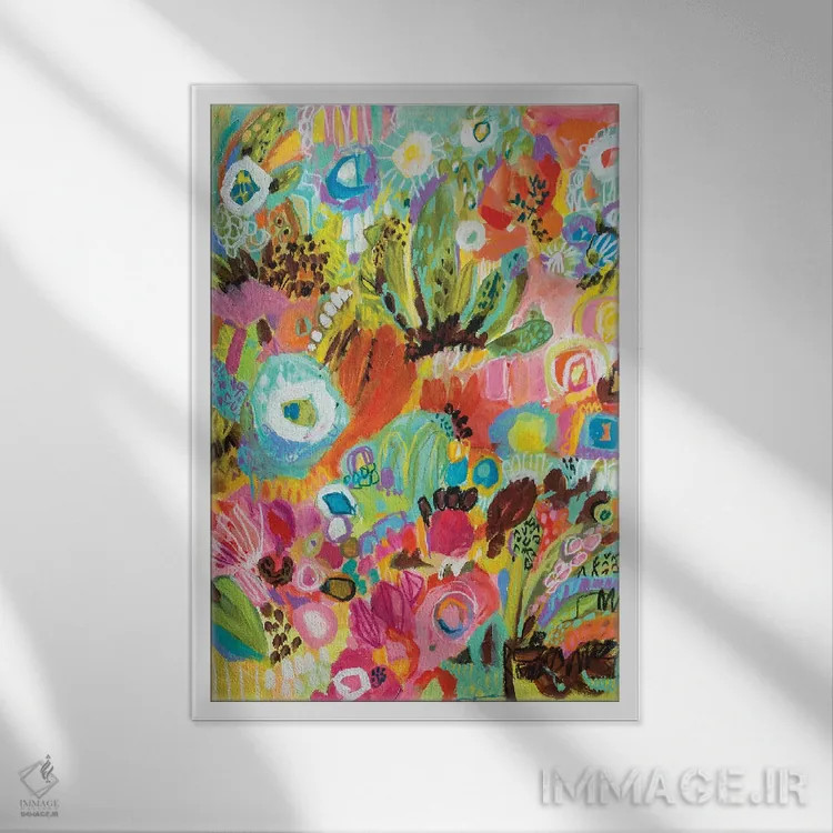 تابلو انتزاعی عاشق سفر ۱ اثر کارن فیلدز - نمای قابدار سفید