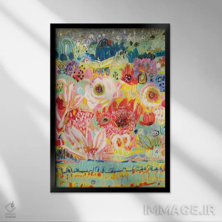 تابلو انتزاعی عاشق سفر ۲ اثر کارن فیلدز - نمای قابدار مشکی