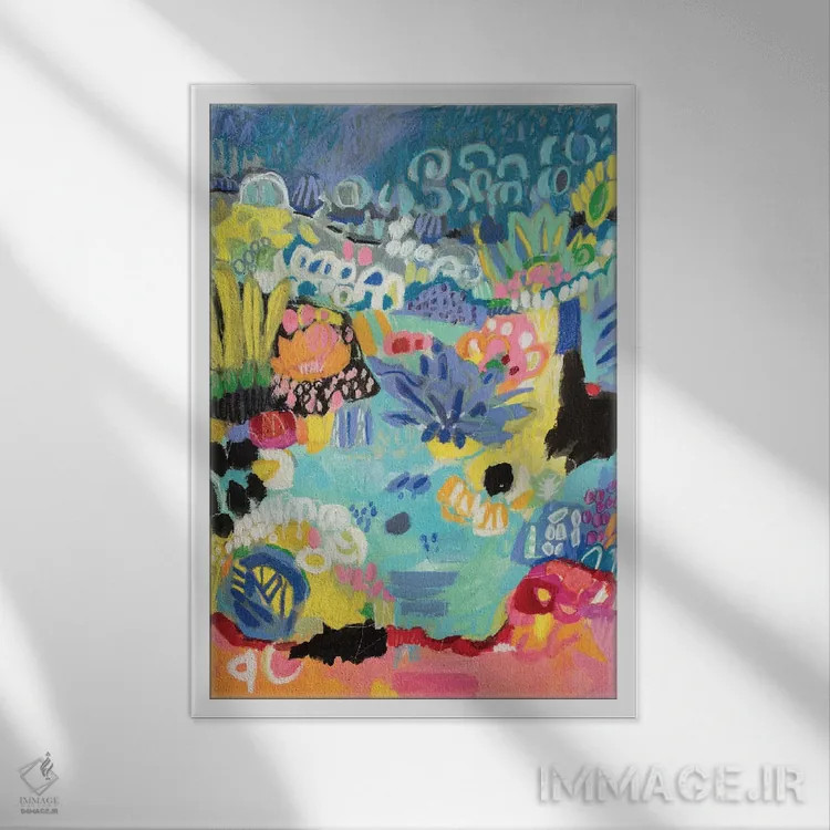 تابلو انتزاعی برکه خیال انگیز ۳ اثر کارن فیلدز - نمای قابدار سفید