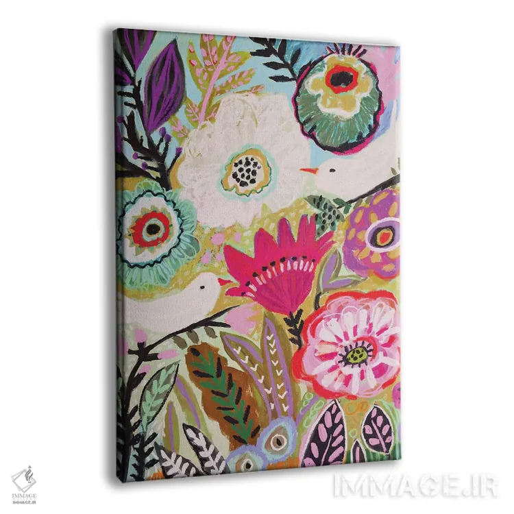 تابلو دکوراتیو پرندگان باغ ۱ اثر کارن فیلدز - نمای پرسپکتیو محصول