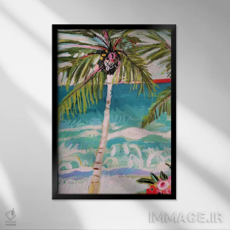 تابلو دکوراتیو نخل خیال انگیز ۱ اثر کارن فیلدز - نمای قابدار مشکی