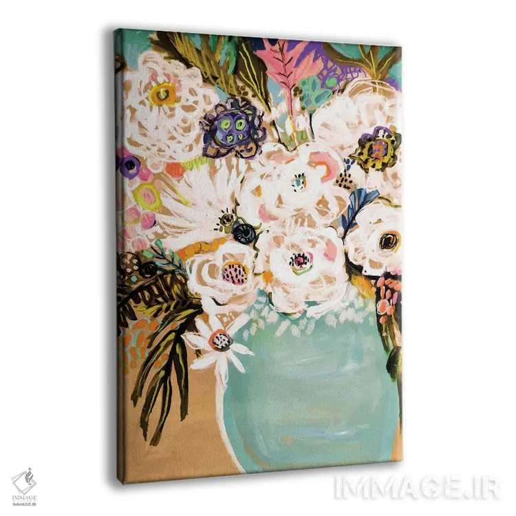تابلو دکوراتیو گل های تابستانی در گلدان ۱ اثر کارن فیلدز - نمای پرسپکتیو محصول