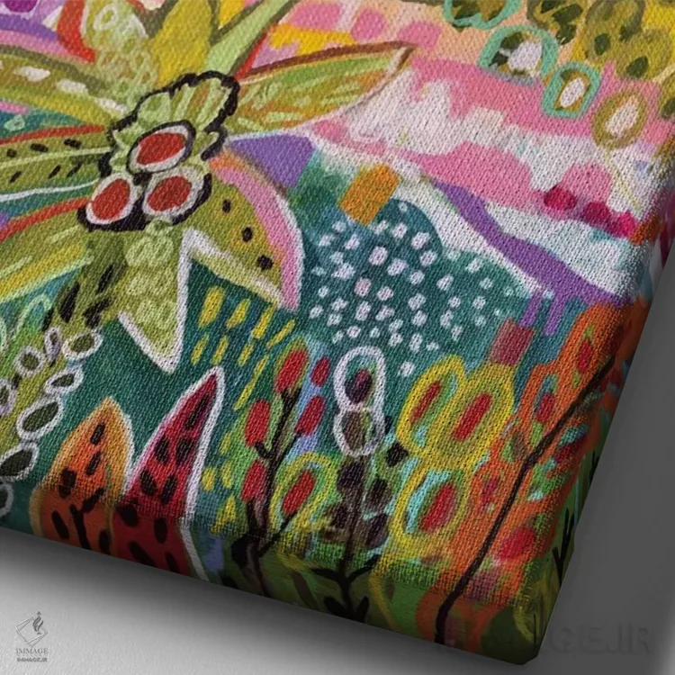 تابلو دکوراتیو دو قایق بادبانی و کلبه ۱ اثر کارن فیلدز - نمای نزدیک بافت بوم