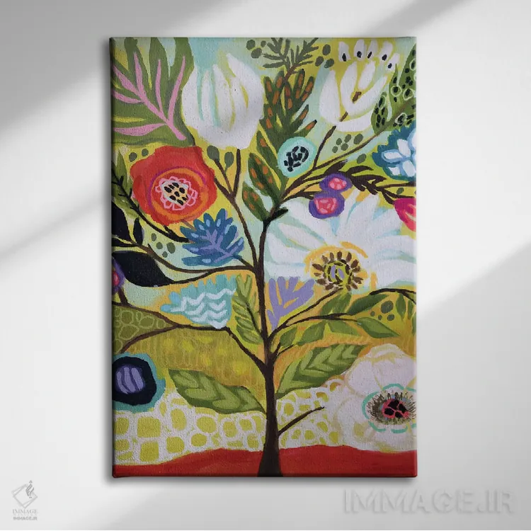 تابلو دکوراتیو درخت گل ۱ اثر کارن فیلدز - نمای روبهرو روی دیوار