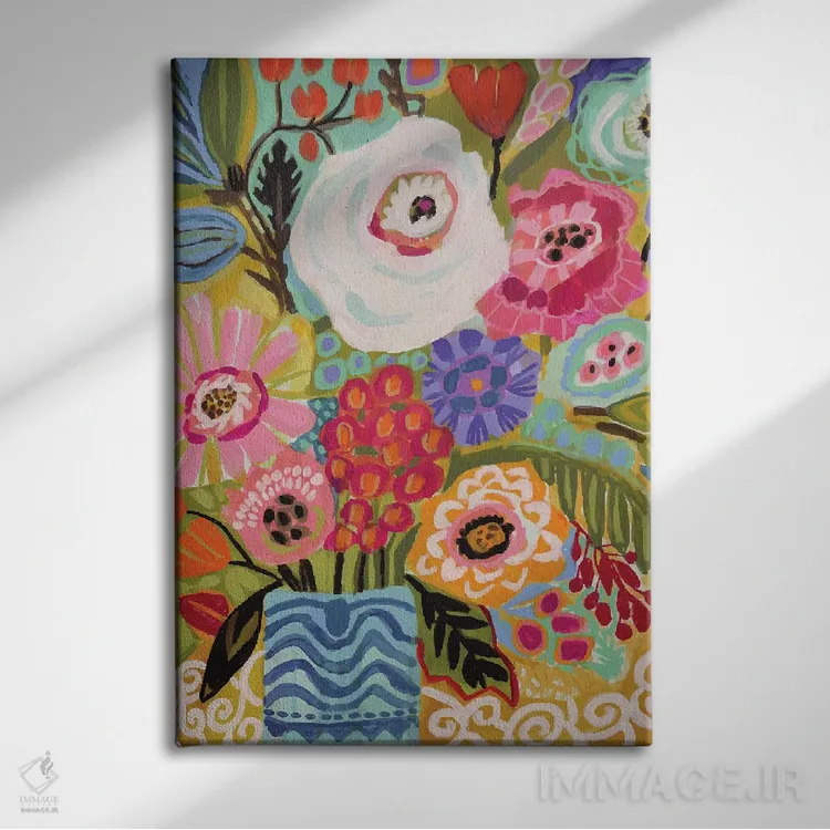 تابلو دکوراتیو گل های تازه در گلدان ۲ اثر کارن فیلدز - نمای روبهرو روی دیوار
