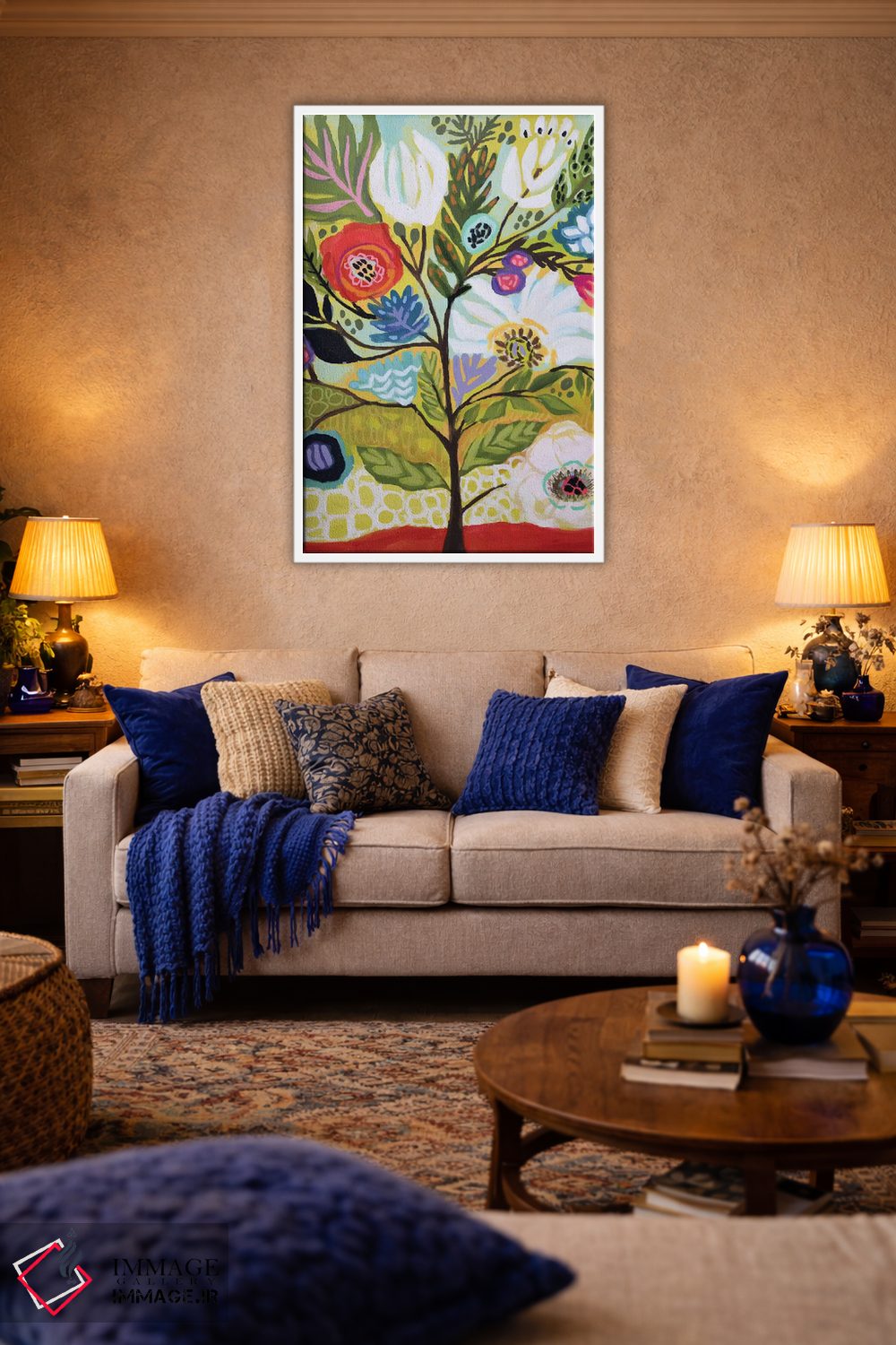 تابلو دکوراتیو درخت گل ۱ اثر کارن فیلدز - D2W