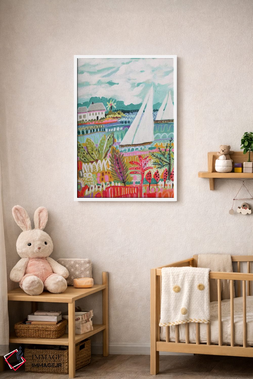 تابلو دکوراتیو دو قایق بادبانی و کلبه ۲ اثر کارن فیلدز - D3W