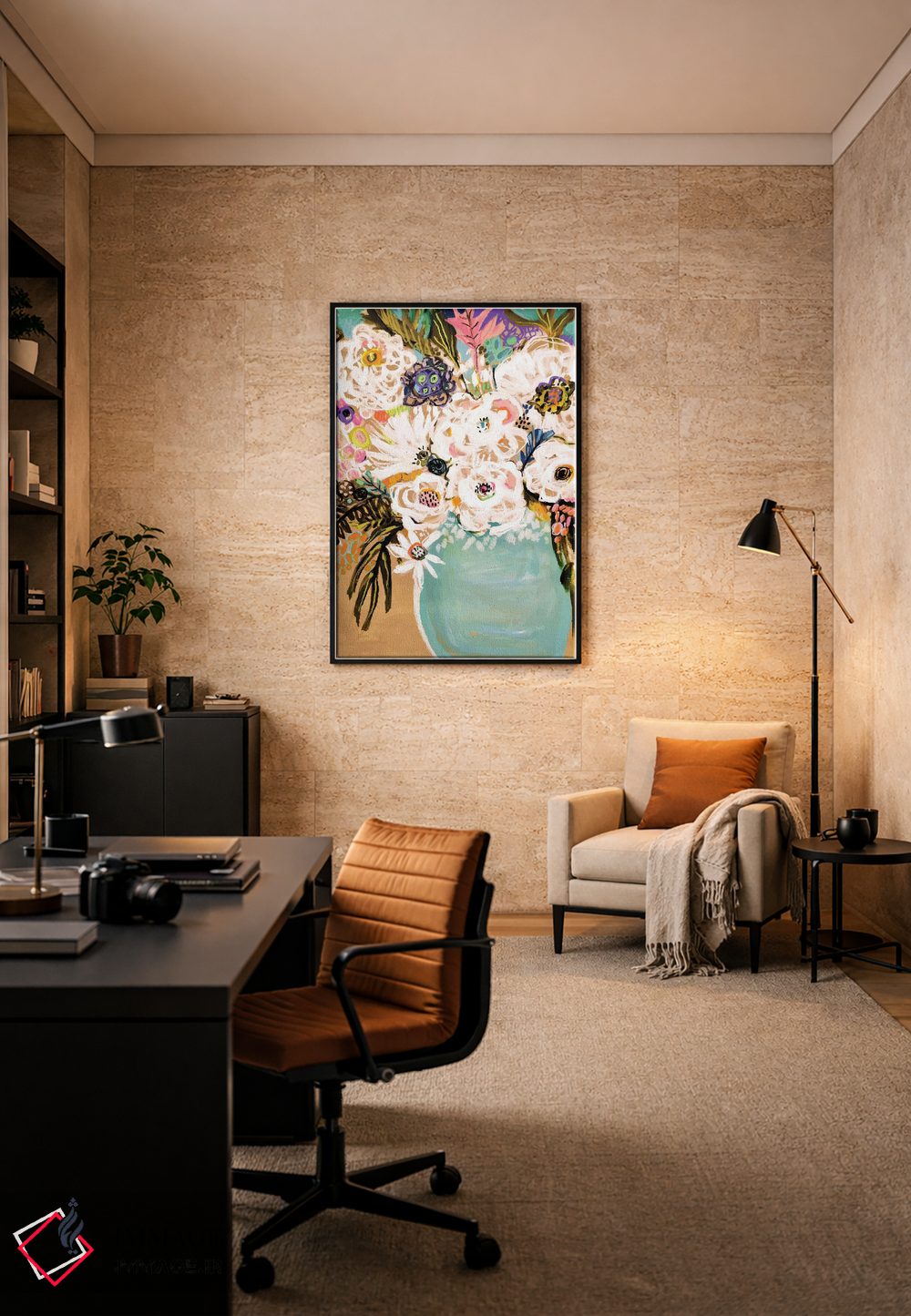 تابلو دکوراتیو گل های تابستانی در گلدان ۱ اثر کارن فیلدز - D6B