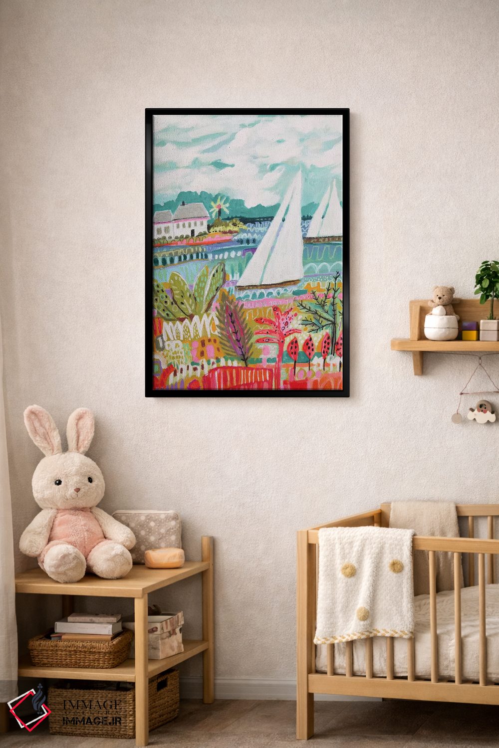 تابلو دکوراتیو دو قایق بادبانی و کلبه ۲ اثر کارن فیلدز - D5B