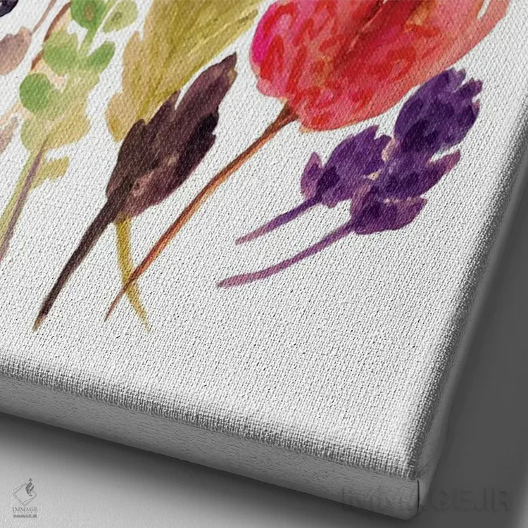 تابلو دکوراتیو ساقه های دسته گل مدرن ۲ اثر کارن فیلدز - نمای نزدیک بافت بوم