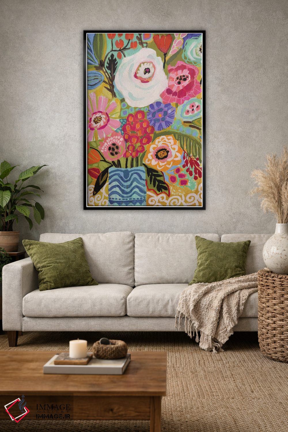 تابلو دکوراتیو گل های تازه در گلدان ۲ اثر کارن فیلدز - D1B
