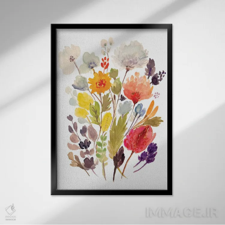 تابلو دکوراتیو ساقه های دسته گل مدرن ۲ اثر کارن فیلدز - نمای قابدار مشکی