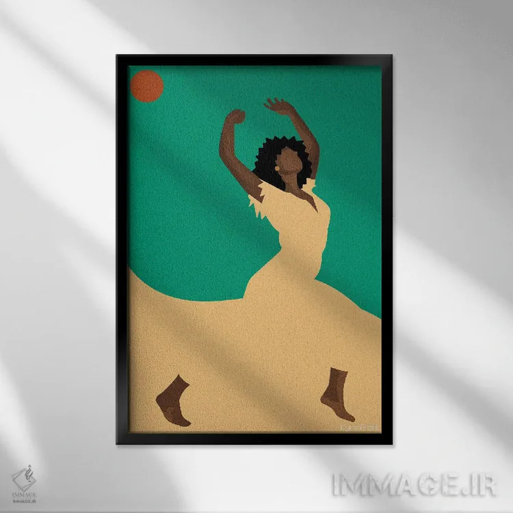 تابلو مینیمال رقص اثر کمو فرانک - نمای قابدار مشکی