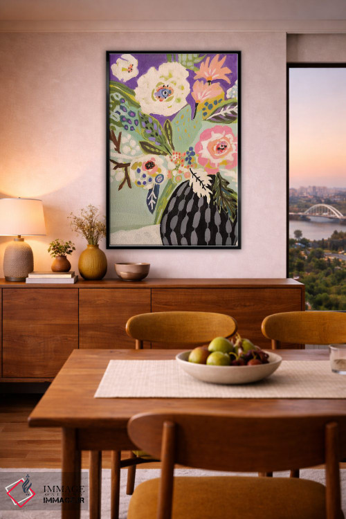 تابلو دکوراتیو گل های تازه در گلدان ۱ اثر کارن فیلدز - D6B