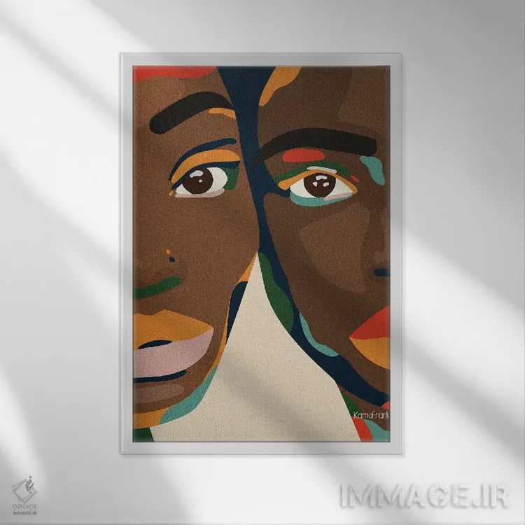 تابلو مینیمال به من تکیه کن اثر کمو فرانک - نمای قابدار سفید