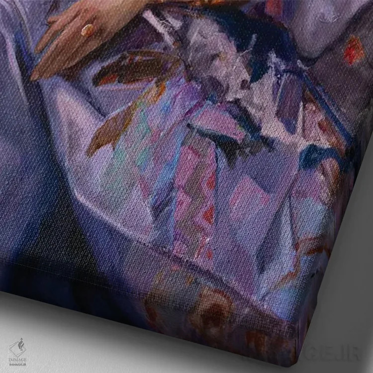 تابلو دکوراتیو دختر شرقی اثر خانلار اسدالله یف - نمای نزدیک بافت بوم