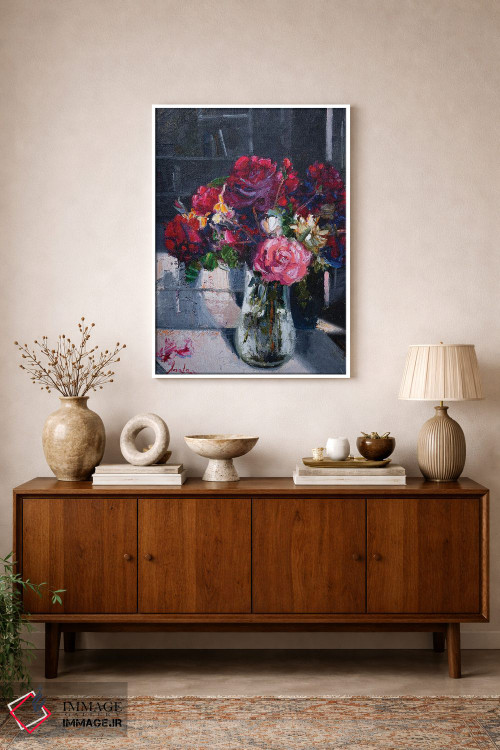 تابلو دکوراتیو گل ها در گلدان اثر خانلار اسدالله یف - D1W