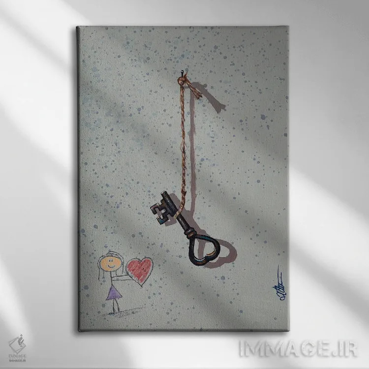 تابلو کلاسیک کلید قلب من اثر کی. آرتور - نمای روبهرو روی دیوار