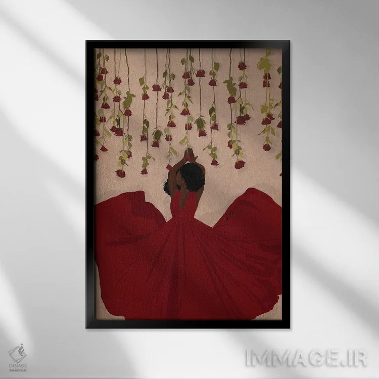 تابلو دکوراتیو رزها قرمزند اثر خیا ای - نمای قابدار مشکی