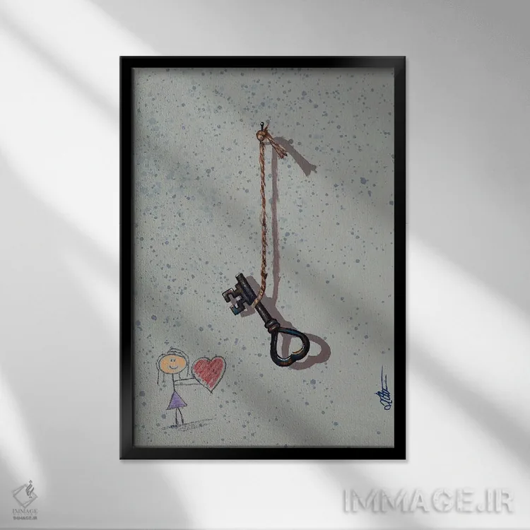 تابلو کلاسیک کلید قلب من اثر کی. آرتور - نمای قابدار مشکی