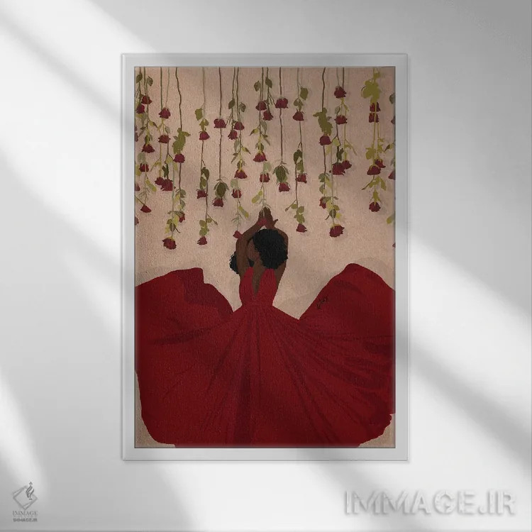 تابلو دکوراتیو رزها قرمزند اثر خیا ای - نمای قابدار سفید