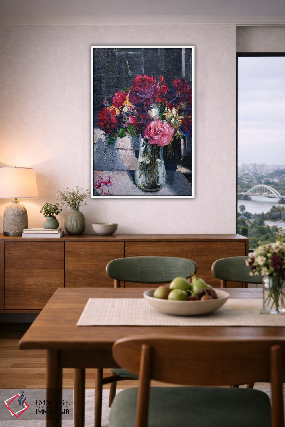 تابلو دکوراتیو گل ها در گلدان اثر خانلار اسدالله یف - D5W