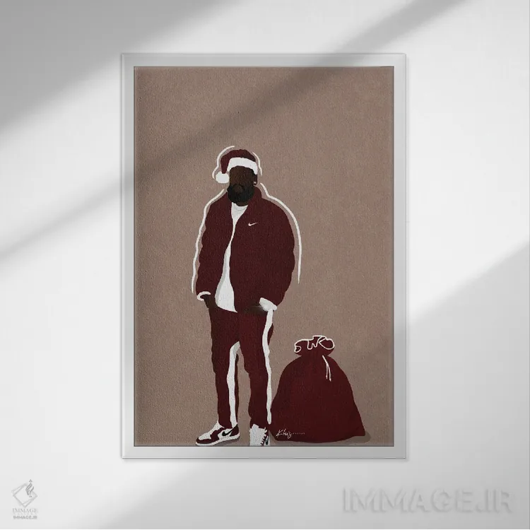 تابلو دکوراتیو بابانوئل امروزی اثر خیا ای - نمای قابدار سفید