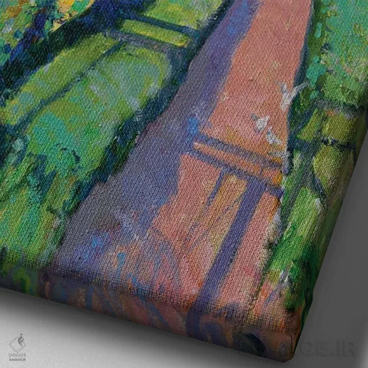 تابلو دکوراتیو باغ هنرمند اثر خانلار اسدالله یف - نمای نزدیک بافت بوم