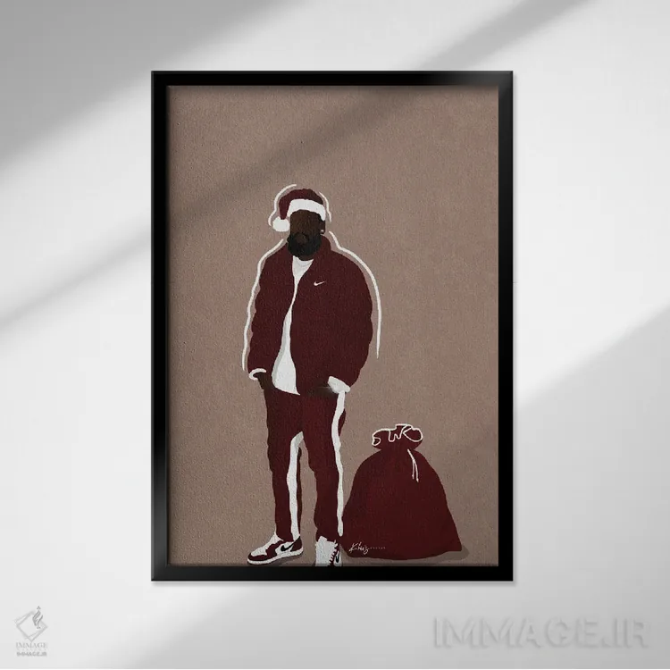 تابلو دکوراتیو بابانوئل امروزی اثر خیا ای - نمای قابدار مشکی