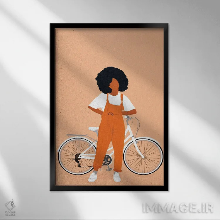 تابلو دکوراتیو نارنجی، خوشحالی؟ اثر خیا ای - نمای قابدار مشکی