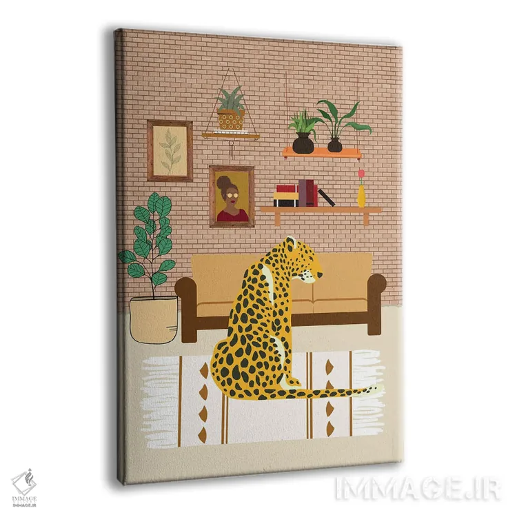 تابلو دکوراتیو دکوراسیون داخلی بوهیمیایی با پلنگ اثر خارین هینز - نمای پرسپکتیو محصول