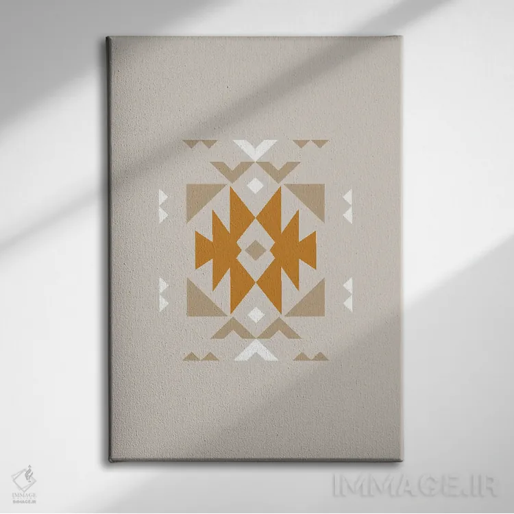 تابلو دکوراتیو طرح قبیله ای آزتک جنوب غربی اثر خارین هینز - نمای روبهرو روی دیوار