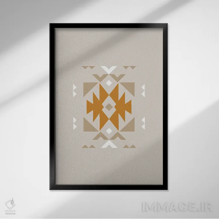 تابلو دکوراتیو طرح قبیله ای آزتک جنوب غربی اثر خارین هینز - نمای قابدار مشکی