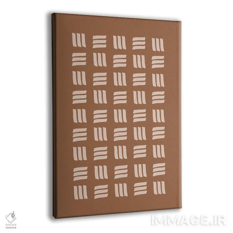 تابلو انتزاعی پارچه گلی آفریقایی با رنگ های زمینی اثر خارین هینز - نمای پرسپکتیو محصول