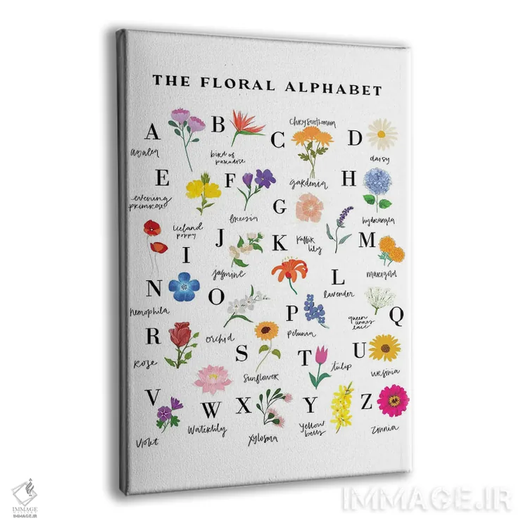 تابلو دکوراتیو الفبای گل ها اثر خارین هینز - نمای پرسپکتیو محصول