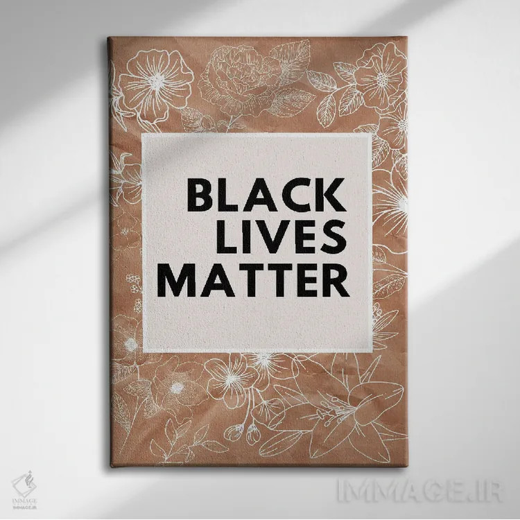 تابلو دکوراتیو زندگی سیاه پوستان مهم است - رنگ مرجانی اثر خارین هینز - نمای روبهرو روی دیوار