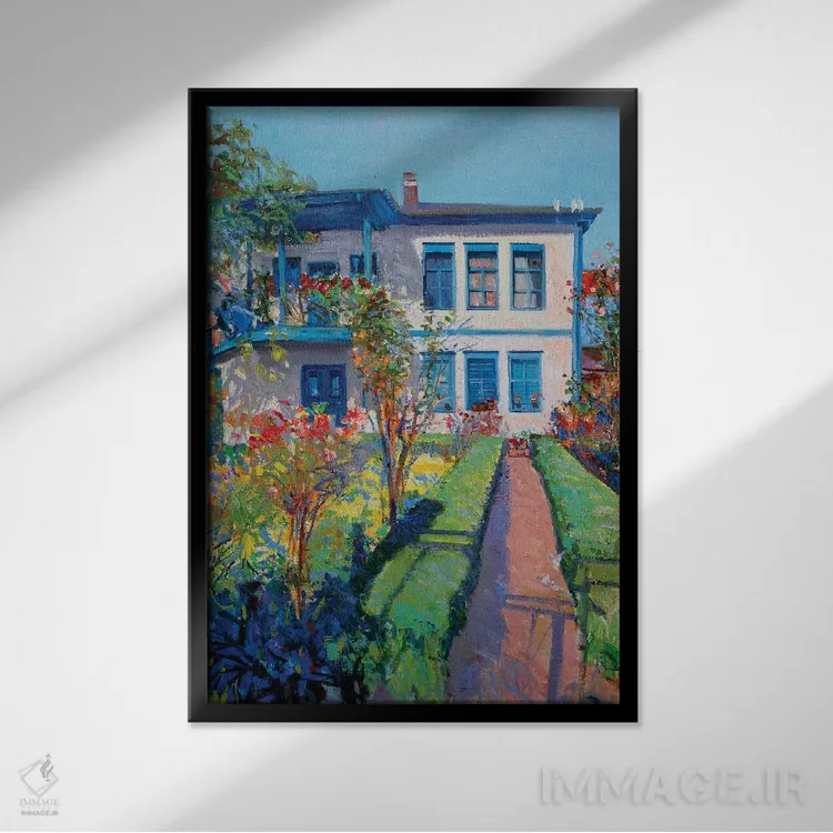 تابلو دکوراتیو باغ هنرمند اثر خانلار اسدالله یف - نمای قابدار مشکی